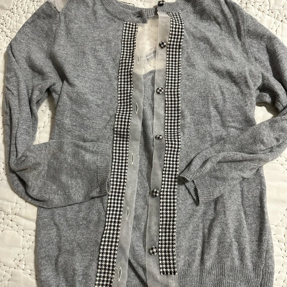 Anthro FIELD FLOWER Windowpane Cardigan Sweater - Picture 3 of 5